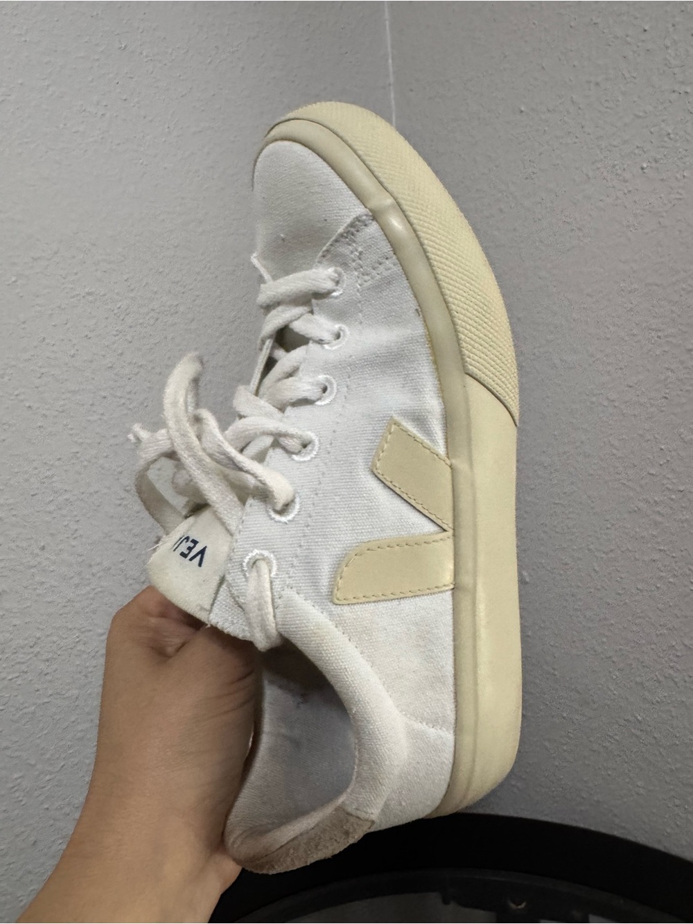 Veja women’s Organic Canvas Sneaker in White with Cream Accents